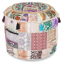 Load image into Gallery viewer, Aakriti Gallery Pouf Footstool with Embroidery Pouf, Indian Cotton, Pouf, Ottoman Pouf Cover with Ethnic Decor Art - Cover (White)
