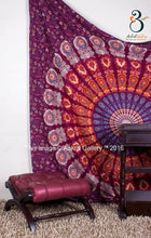 Load image into Gallery viewer, Aakriti Gallery Tapestry Queen Ombre Gift Hippie tapestries Mandala Bohemian Psychedelic Intricate Indian Bedspread Maroon Color  (235x210 Cm),(92 x 82'' In)