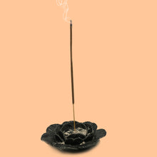 Load image into Gallery viewer, Aakriti Premium Ceramic Handmade Incense Holder Incense Burner Aromatherapy Ornament Home Decor Meditation Yoga Incense with Unique Design ( Black Lotus)