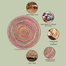 Load image into Gallery viewer, Aakriti Boho Rag Rug Cotton Handmade Patch Rug Jute for The Living Room, Bedroom, Dining Room & Kitchen -Multicolor
