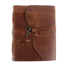 Load image into Gallery viewer, Aakriti Leather Journal Refillable Paper Handmade Notebook Cotton lined Diary For Women Men Vintage Key Closure Leather Sketchbook