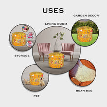 Load image into Gallery viewer, Aakriti Gallery Pouf Footstool with Embroidery Pouf, Indian Cotton, Pouf, Ottoman Pouf Cover with Ethnic Decor Art - Cover (Yellow)