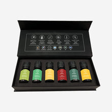 Load image into Gallery viewer, Aakriti Essential Oil Set in Gift Box | Safe for Diffusers, Massage, Aromatherapy, Candle Making, Skin & Hair Care in 10mL Glass Bottles