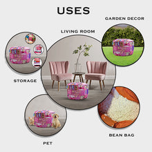 Load image into Gallery viewer, Aakriti Gallery Pouf Footstool with Embroidery Pouf, Indian Cotton, Pouf, Ottoman Pouf Cover with Ethnic Decor Art - Cover (Pink)