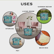 Load image into Gallery viewer, Aakriti Gallery Pouf Footstool with Embroidery Pouf, Indian Cotton, Pouf, Ottoman Pouf Cover with Ethnic Decor Art - Cover (Turquoise)