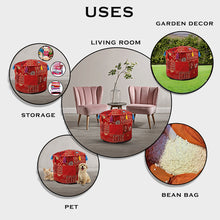 Load image into Gallery viewer, Aakriti Gallery Pouf Footstool with Embroidery Pouf, Indian Cotton, Pouf, Ottoman Pouf Cover with Ethnic Decor Art - Cover (Red)