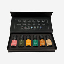 Load image into Gallery viewer, Aakriti Essential Oil Set in Gift Box | Safe for Diffusers, Massage, Aromatherapy, Candle Making, Skin & Hair Care in 10mL Glass Bottles