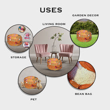 Load image into Gallery viewer, Aakriti Gallery Pouf Footstool with Embroidery Pouf, Indian Cotton, Pouf, Ottoman Pouf Cover with Ethnic Decor Art - Cover (Orange)