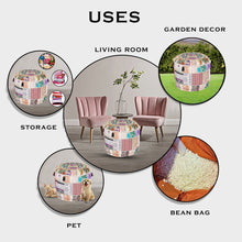 Load image into Gallery viewer, Aakriti Gallery Pouf Footstool with Embroidery Pouf, Indian Cotton, Pouf, Ottoman Pouf Cover with Ethnic Decor Art - Cover (White)