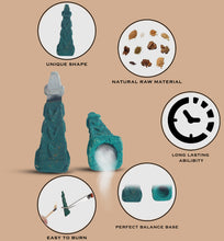Load image into Gallery viewer, Aakriti Gallery Backflow Natural Incense Waterfall Cones Unique Shape for Backflow Incense for Prayer, Meditation, Relaxation Burner Holder Square Pyramid (25 pcs)