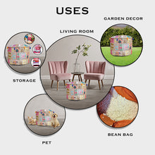 Load image into Gallery viewer, Aakriti Gallery Pouf Footstool with Embroidery Pouf, Indian Cotton, Pouf, Ottoman Pouf Cover with Ethnic Decor Art - Cover (Beige)