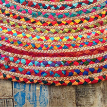 Load image into Gallery viewer, Aakriti Boho Rag Rug Cotton Handmade Patch Rug Jute for The Living Room, Bedroom, Dining Room & Kitchen -Multicolor