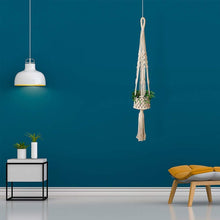 Load image into Gallery viewer, Aakriti Gallery Macrame Plant Hanger / Flower Pot Holder - Hanging Baskets, Planter Stand for Indoor, Outdoor, Boho Home Decor Natural Color (L 101 cm) (L 40 In)