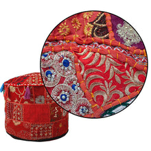 Load image into Gallery viewer, Aakriti Gallery Pouf Footstool with Embroidery Pouf, Indian Cotton, Pouf, Ottoman Pouf Cover with Ethnic Decor Art - Cover (Red)