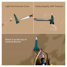 Load image into Gallery viewer, Aakriti Gallery Backflow Natural Incense Waterfall Cones Unique Shape for Backflow Incense for Prayer, Meditation, Relaxation Burner Holder Square Pyramid (25 pcs)