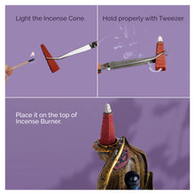 Load image into Gallery viewer, Aakriti Gallery Backflow Natural Incense Waterfall Cones Unique Shape for Backflow Incense for Prayer, Meditation, Relaxation Burner Holder Step Pyramid (25 pcs)