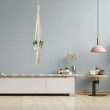 Load image into Gallery viewer, Aakriti Gallery Macrame Plant Hanger / Flower Pot Holder - Hanging Baskets, Planter Stand for Indoor, Outdoor, Boho Home Decor Natural Color (L 101 cm) (L 40 In)