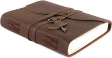 Load image into Gallery viewer, Aakriti Leather Journal Refillable Paper Handmade Notebook Cotton lined Diary For Women Men Vintage Key Closure Leather Sketchbook