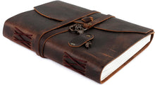 Load image into Gallery viewer, Aakriti Leather Journal Refillable Paper Handmade Notebook Cotton lined Diary For Women Men Vintage Key Closure Leather Sketchbook