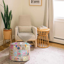 Load image into Gallery viewer, Aakriti Gallery Pouf Footstool with Embroidery Pouf, Indian Cotton, Pouf, Ottoman Pouf Cover with Ethnic Decor Art - Cover (Beige)