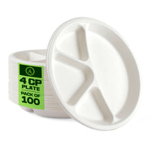 Load image into Gallery viewer, Aakriti 100% Compostable Natural Bagasse, Sugarcane Fiber Biodegradable Heavy-Duty, Unbleached for Lunch Dinner Party Plates Microwave Safe Eco Friendly