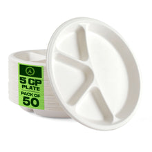 Load image into Gallery viewer, Aakriti 100% Compostable Natural Bagasse, Sugarcane Fiber Biodegradable Heavy-Duty, Unbleached for Lunch Dinner Party Plates Microwave Safe Eco Friendly