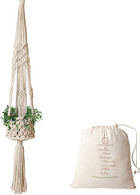 Load image into Gallery viewer, Aakriti Gallery Macrame Plant Hanger / Flower Pot Holder - Hanging Baskets, Planter Stand for Indoor, Outdoor, Boho Home Decor Natural Color (L 101 cm) (L 40 In)
