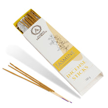 Load image into Gallery viewer, AAKRITI INCENSE Natural Jasmine Masala Incense Sticks | [100 Grams] | Low Smoke | Long Burn | Premium Handrolled Charcoal Free Non-Toxic Agarbatti | For – Meditation. Aromatherapy. Relaxation. Rejuvenation.

