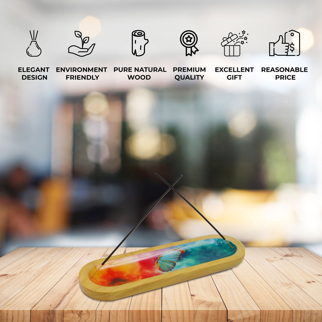 AAKRITI Wooden Incense Holder Wood | Exclusive 2-in-1 Multitasking Design | Natural & 100% Eco-Friendly | Perfect for Housewarming, Christmas, Birthday, (Freedom)