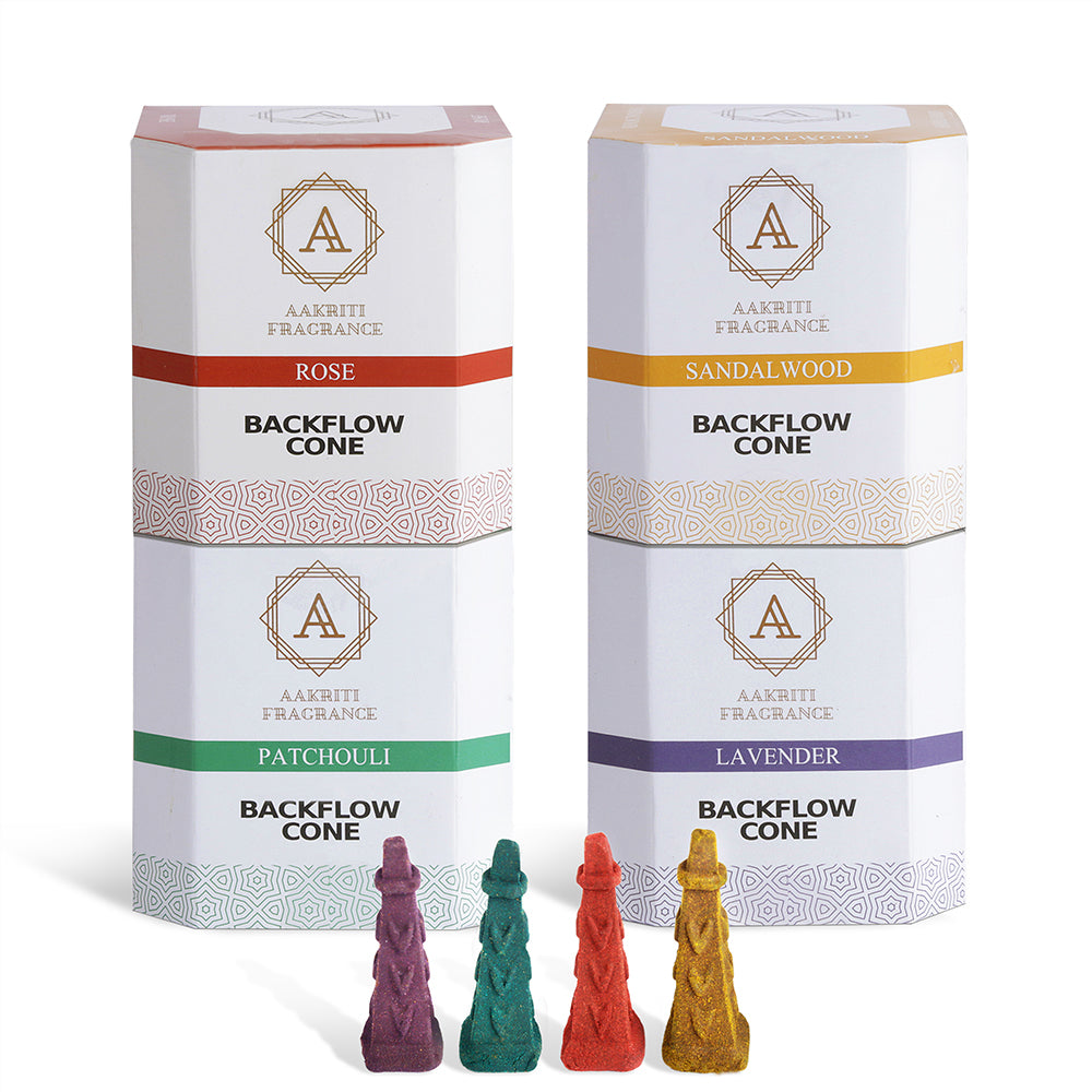 Aakriti Backflow Square Pyramid Shaped Vegan Friendly Incense Cones for Meditation, Aromatherapy & Yoga -100 Pcs