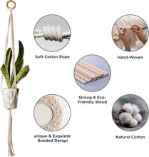 Load image into Gallery viewer, Aakriti Gallery Macrame Plant Hanger / Flower Pot Holder - Hanging Baskets, Stand Planters for Indoor, Outdoor, Boho Home Decor Natural Color (L 101 cm) ( L 40 In) Set of 3
