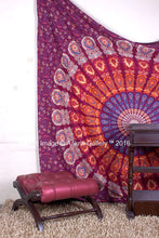 Load image into Gallery viewer, Aakriti Gallery Tapestry Queen Ombre Gift Hippie tapestries Mandala Bohemian Psychedelic Intricate Indian Bedspread Maroon Color  (235x210 Cm),(92 x 82&#39;&#39; In)
