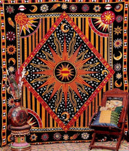 Load image into Gallery viewer, Aakriti Cotton Mandala Tapestry Wall Hanging - Bohemian Bedspread Tapestries for Living Room, Home Décor - Orange (L 210 x W 140 Cm), (L 82 x W 56 In)
