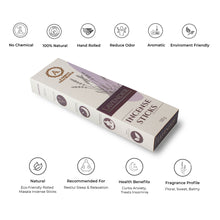 Load image into Gallery viewer, AAKRITI INCENSE Natural Lavender Masala Incense Sticks | [100 Grams] | Low Smoke | Long Burn | Premium Handrolled Charcoal Free Non-Toxic Agarbatti | For – Relaxation. Yoga. Meditation. Aromatherapy
