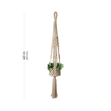 Load image into Gallery viewer, Aakriti Gallery Macrame Plant Hanger / Flower Pot Holder - Hanging Baskets, Planter Stand for Indoor, Outdoor, Boho Home Decor Natural Color (L 101 cm) (L 40 In)
