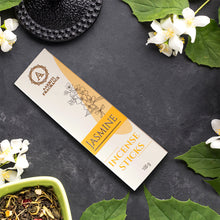 Load image into Gallery viewer, AAKRITI INCENSE Natural Jasmine Masala Incense Sticks | [100 Grams] | Low Smoke | Long Burn | Premium Handrolled Charcoal Free Non-Toxic Agarbatti | For – Meditation. Aromatherapy. Relaxation. Rejuvenation.
