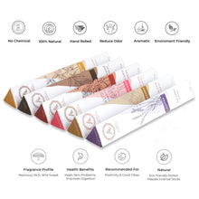 Load image into Gallery viewer, AAKRITI Incense  Natural Masala Incense Sticks | [15 Grams] | assorted pack of six Lavender, Frankincense &amp; Myrrh, Dragon Blood, Rose, Palo Santo, Oud
