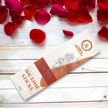 Load image into Gallery viewer, AAKRITI INCENSE Natural Rose Masala Incense Sticks | [100 Grams] | Low Smoke | Long Burn | Premium Handrolled Charcoal Free Non-Toxic Agarbatti | For – Relaxation. Prayer. Uplifting mood. Aromatherapy

