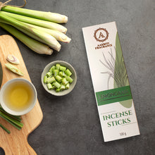Load image into Gallery viewer, AAKRITI INCENSE Natural Lemongrass Masala Incense Sticks | [100 Grams] | Low Smoke | Long Burn | Premium Handrolled Charcoal Free Non-Toxic Agarbatti | For – Meditation. Refreshing. Natural Cleansing. Aromatherapy.
