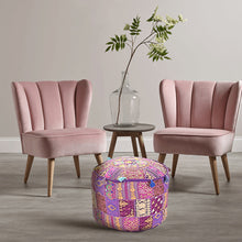 Load image into Gallery viewer, Aakriti Gallery Pouf Footstool with Embroidery Pouf, Indian Cotton, Pouf, Ottoman Pouf Cover with Ethnic Decor Art - Cover (Purple)

