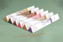 Load image into Gallery viewer, AAKRITI Incense  Natural Masala Incense Sticks | [15 Grams] | assorted pack of six Lavender, Frankincense &amp; Myrrh, Dragon Blood, Rose, Palo Santo, Oud
