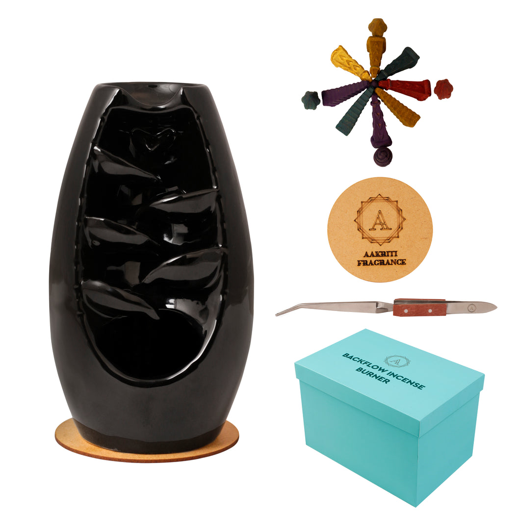 AAKRITI Incense Burner |  100% Eco-Friendly | Home Décor | Feng Shui Based | Traditional Dhoop Burner | Waterfall, Teapot, Lotus, Earthen, Chakra Incense Burner | Perfect For Housewarming, Christmas, Birthday, Anniversary Gift